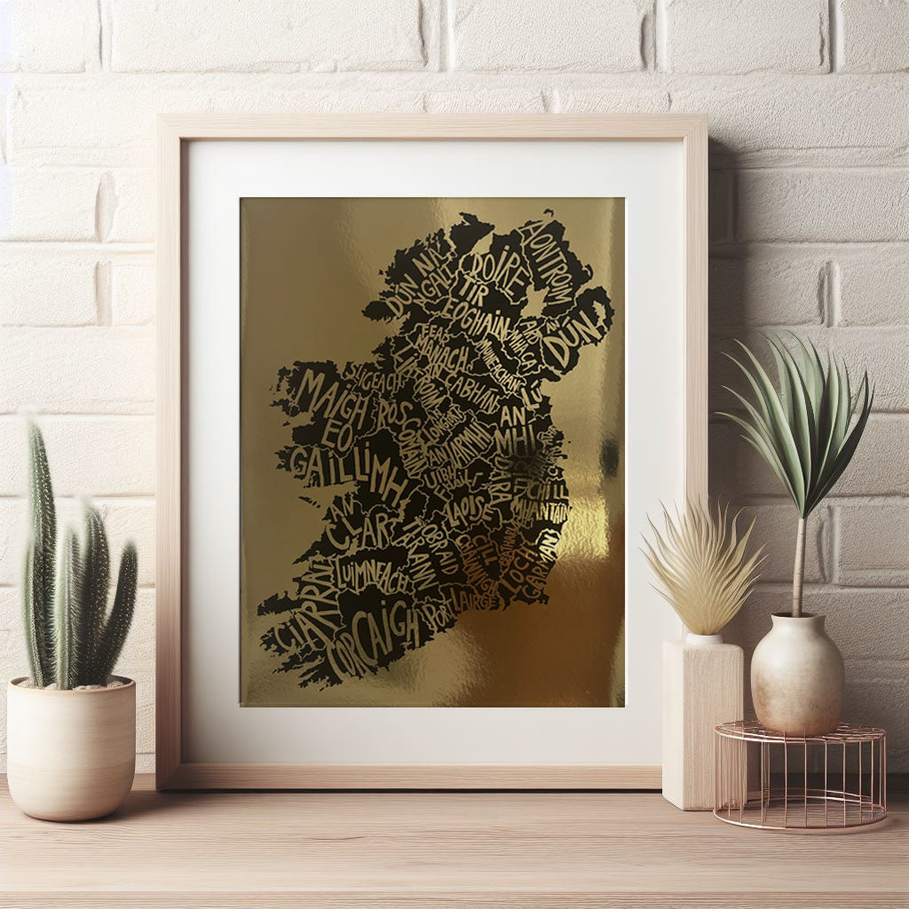 Ireland/Eire Gold Print
